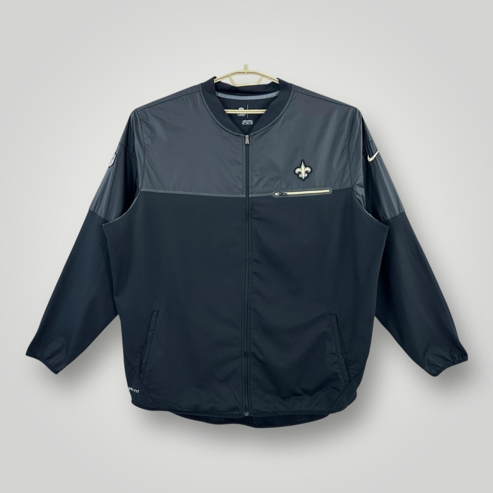 NFL New Orleans Saints Jacket Mens Size 3XL Black Football Nike Dri Fit Onfield